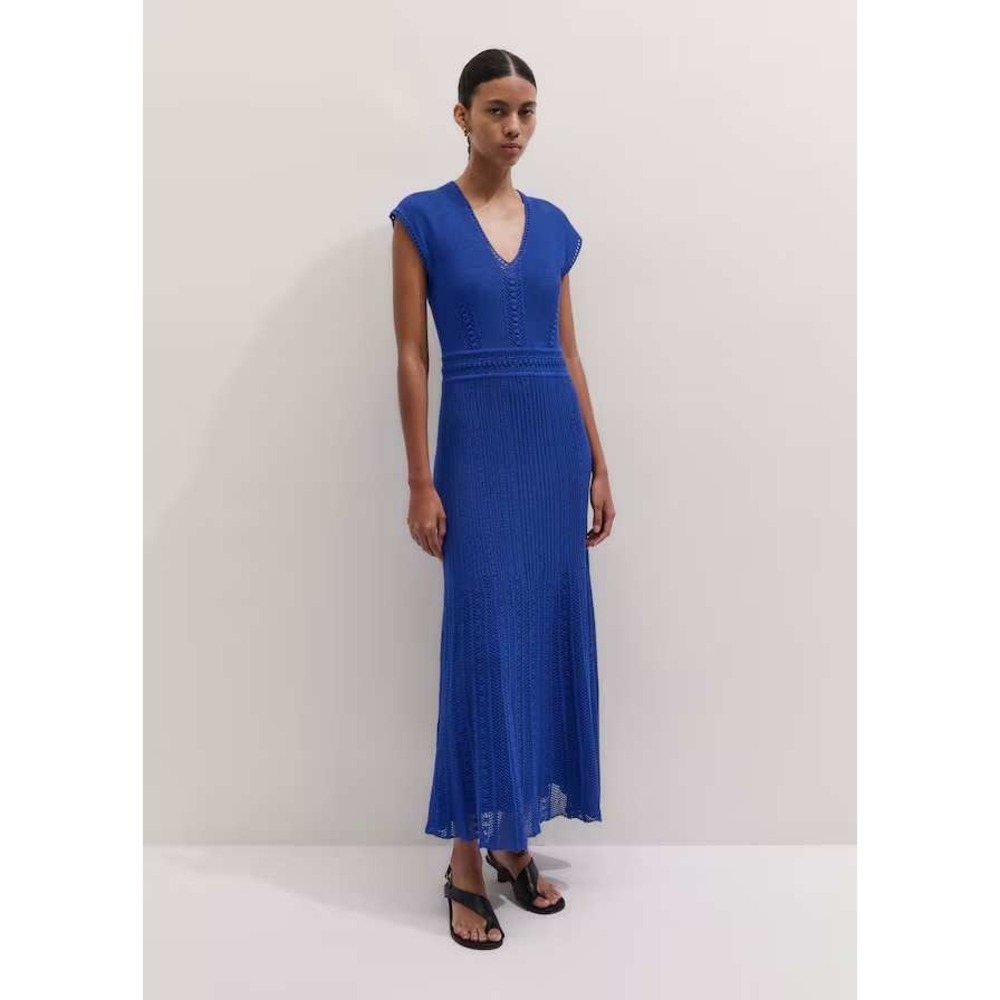 ME+EM Pointelle Knit Maxi Dress Deep Blue Medium New With Tags